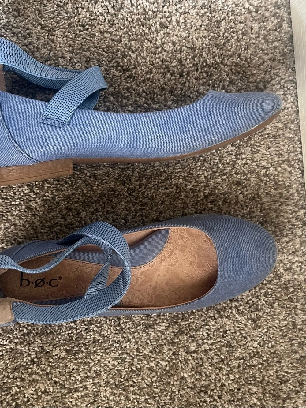 b.o.c. Women's Light Blue Crisscross Strap Ballet Flats